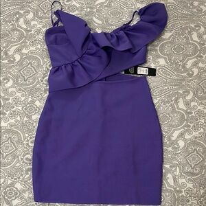 Elegant Purple Ruffle Dress